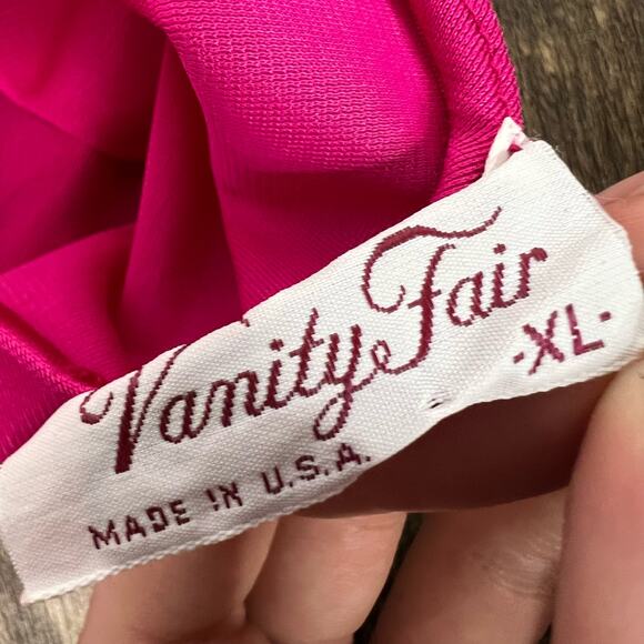 Vintage Vainly Fair Hot Pink V-Neck Sleeveless Nightgown Slip XL Made in the USA - Picture 5 of 12